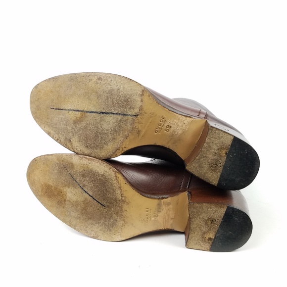 Gucci Brown Over the Knee Boots Sleek Leather Design - Picture 7 of 8